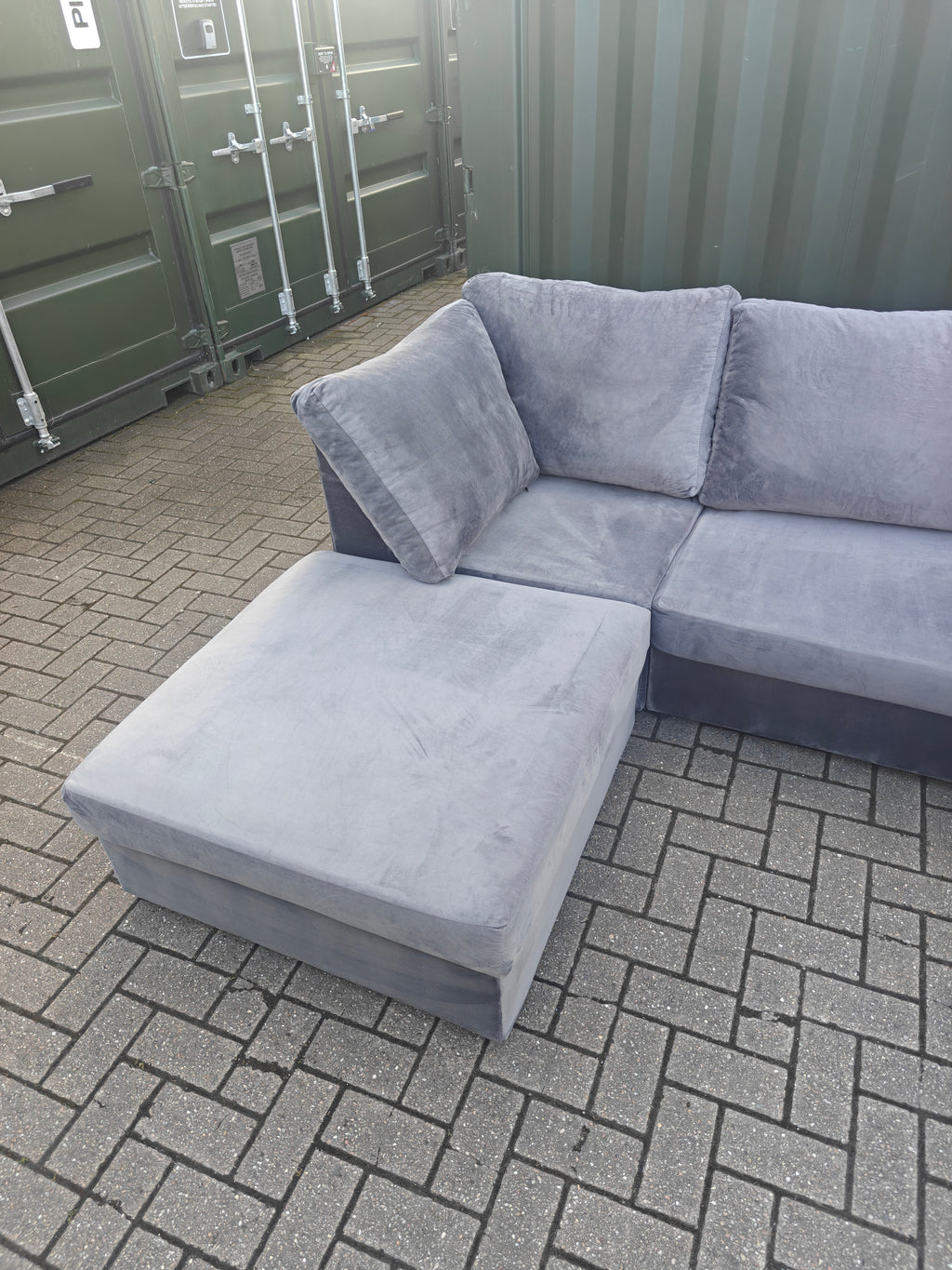 U Shape Grey Velvet Sofa