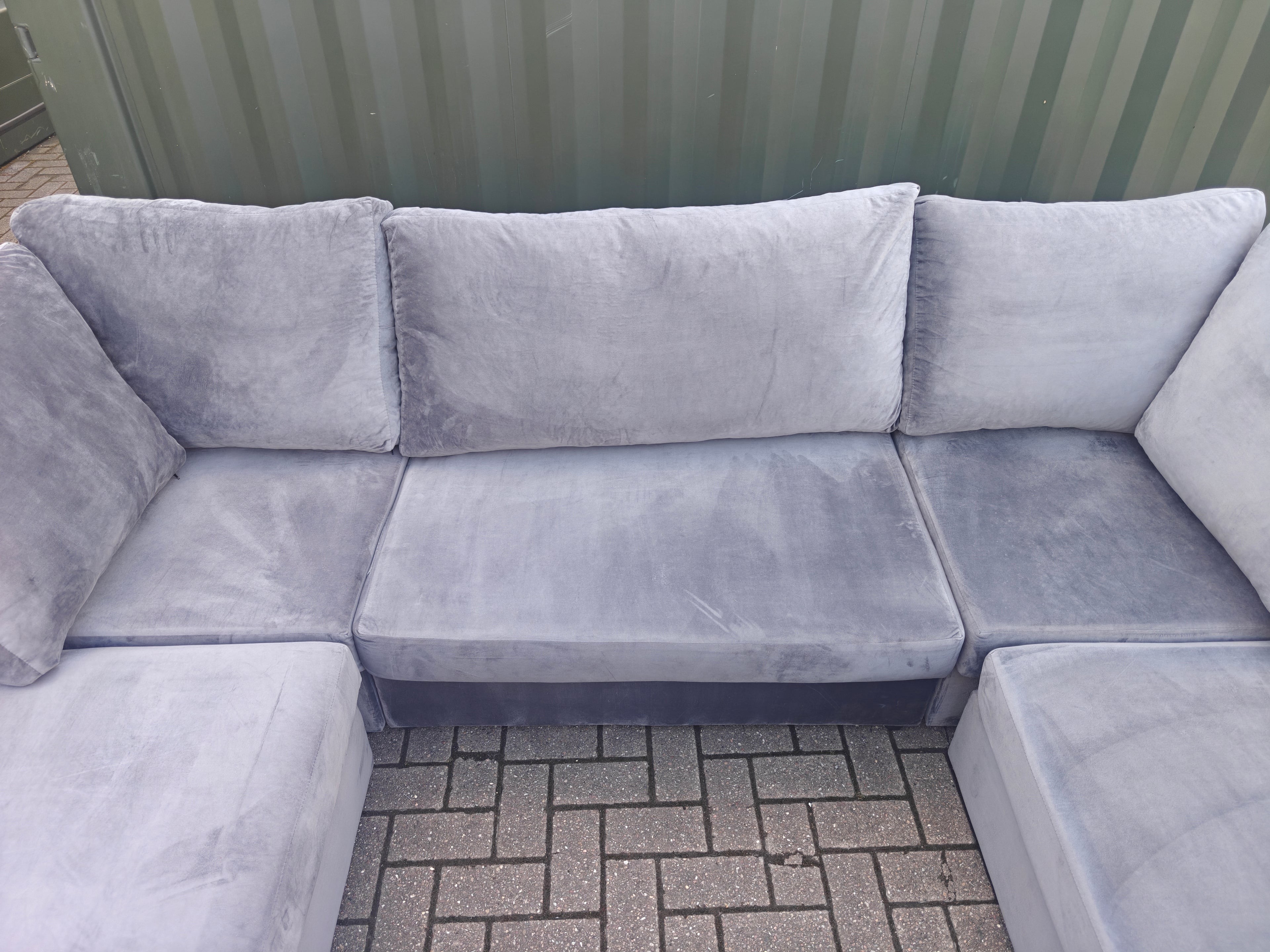 U Shape Grey Velvet Sofa