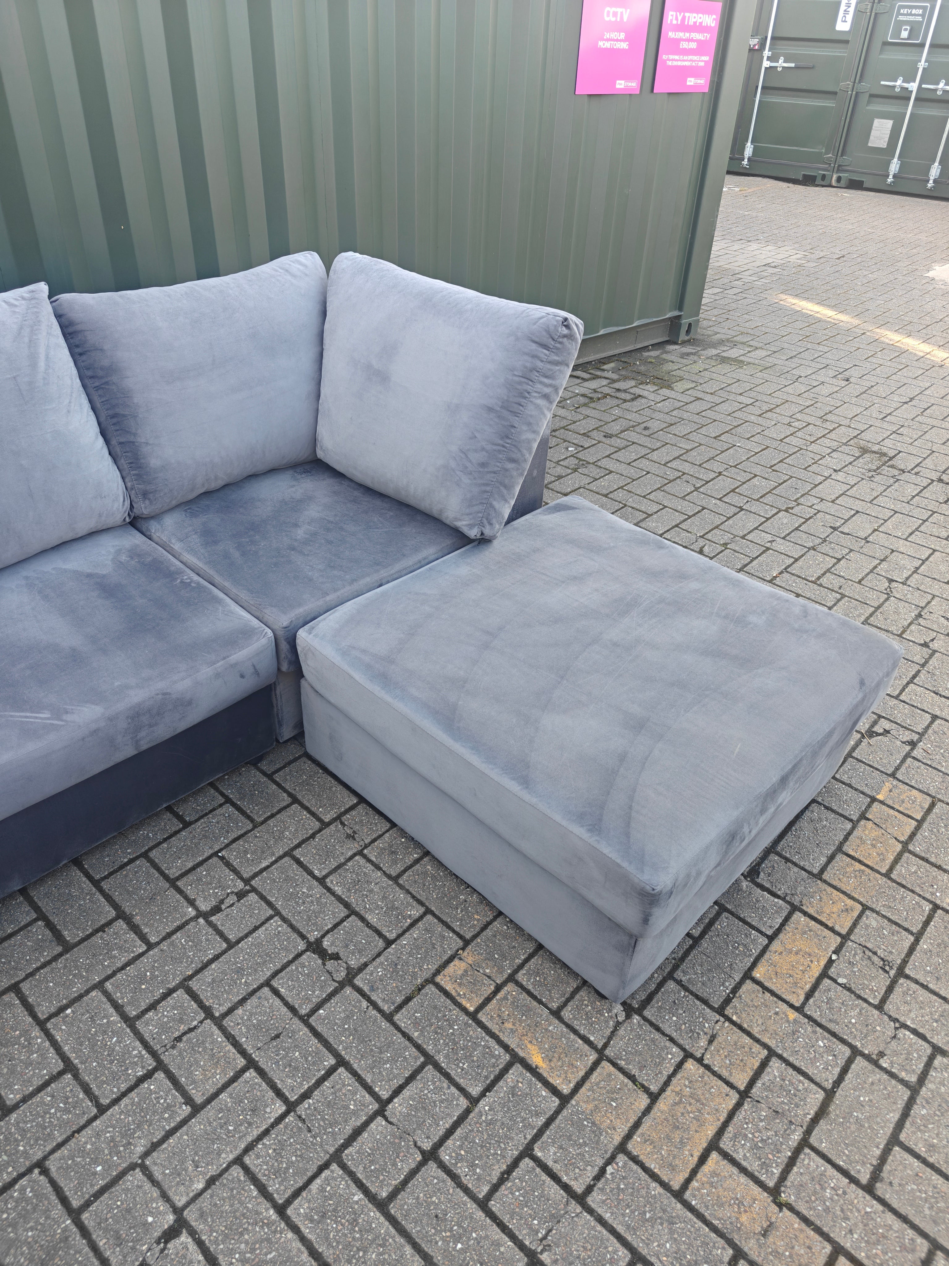 U Shape Grey Velvet Sofa