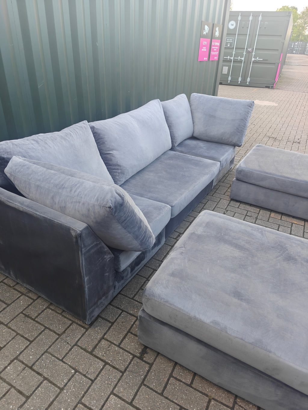 U Shape Grey Velvet Sofa