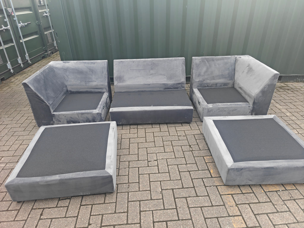 U Shape Grey Velvet Sofa