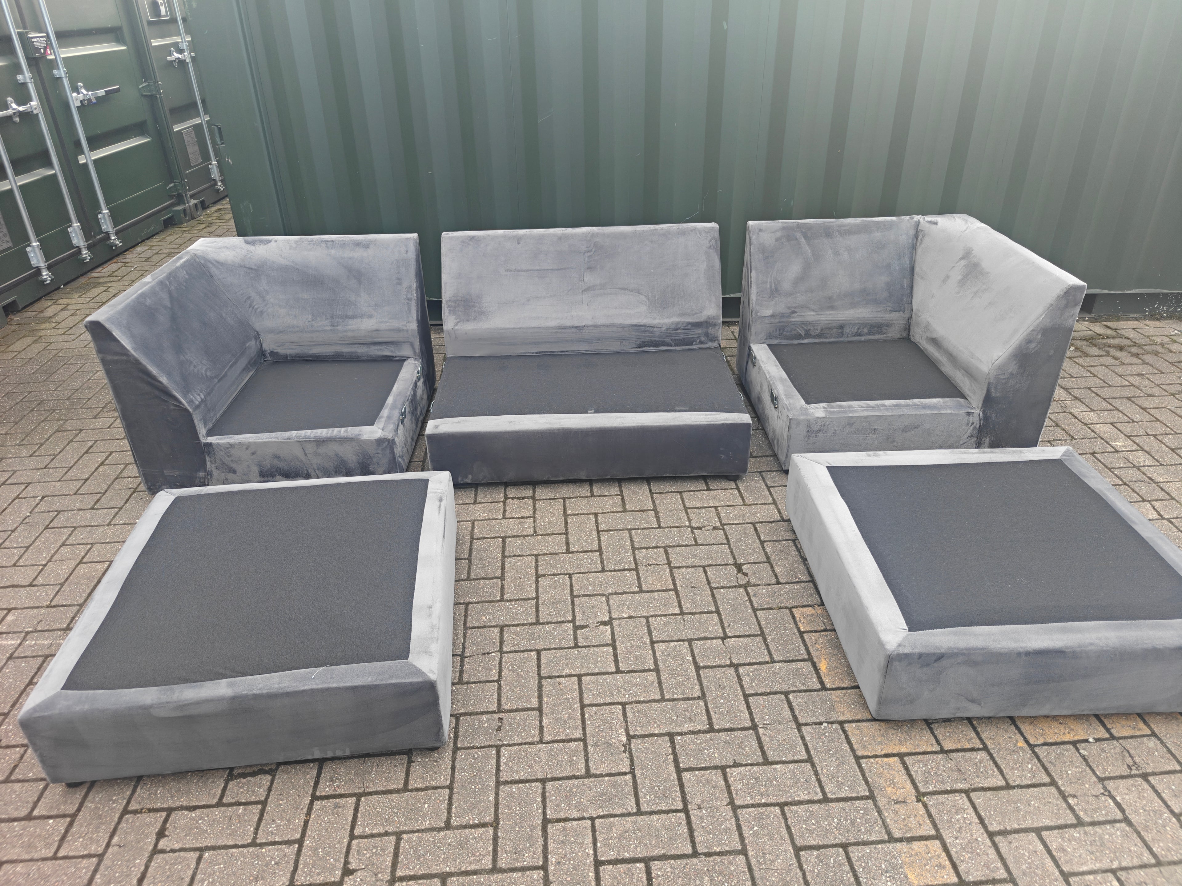 U Shape Grey Velvet Sofa