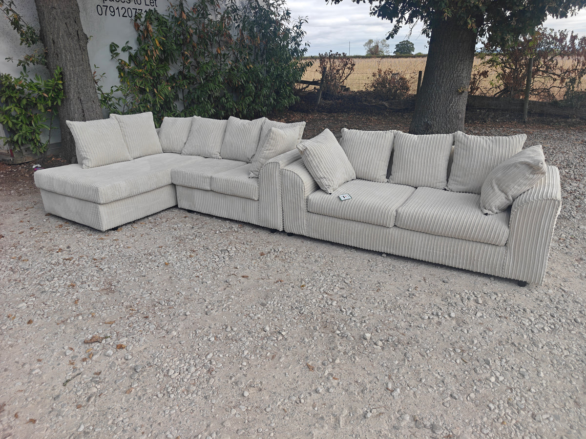 Cream Jumbo Cord Corner Sofa + 3 Seater