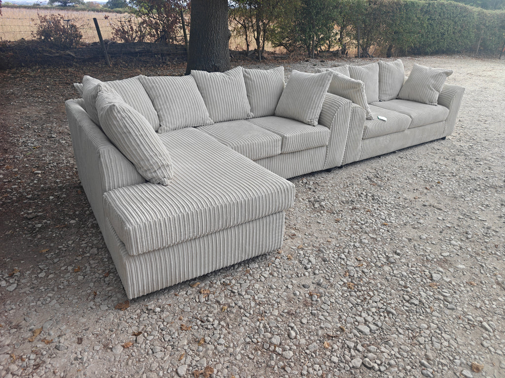 Cream Jumbo Cord Corner Sofa + 3 Seater