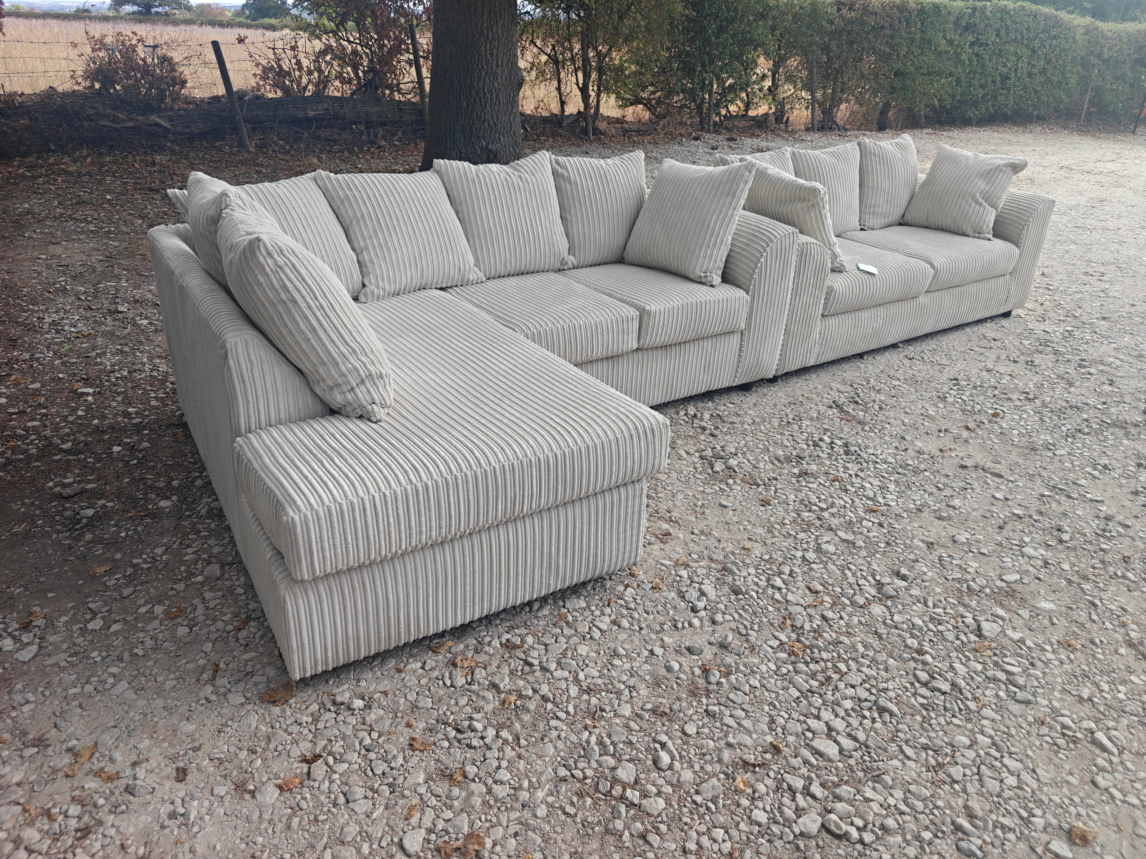 Cream Jumbo Cord Corner Sofa + 3 Seater