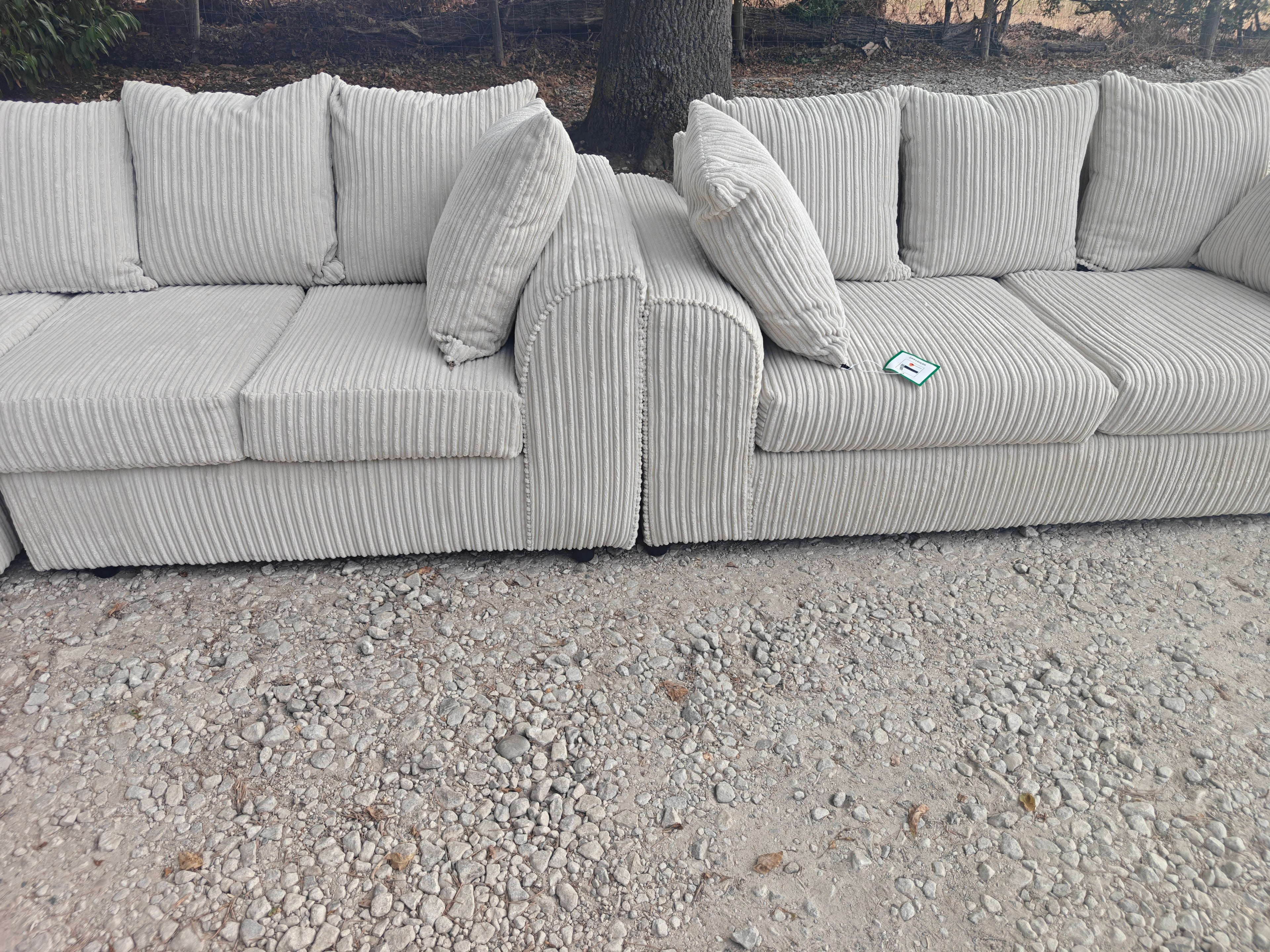 Cream Jumbo Cord Corner Sofa + 3 Seater