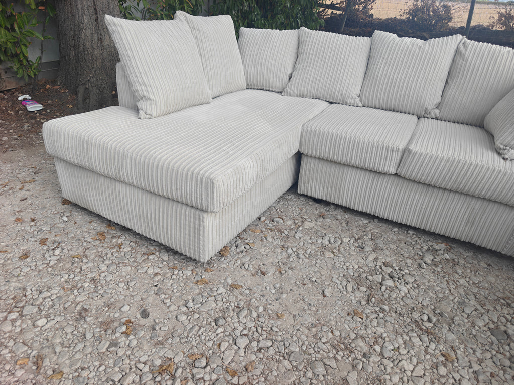 Cream Jumbo Cord Corner Sofa + 3 Seater