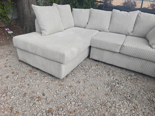 Cream Jumbo Cord Corner Sofa + 3 Seater