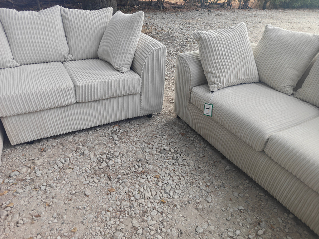 Cream Jumbo Cord Corner Sofa + 3 Seater
