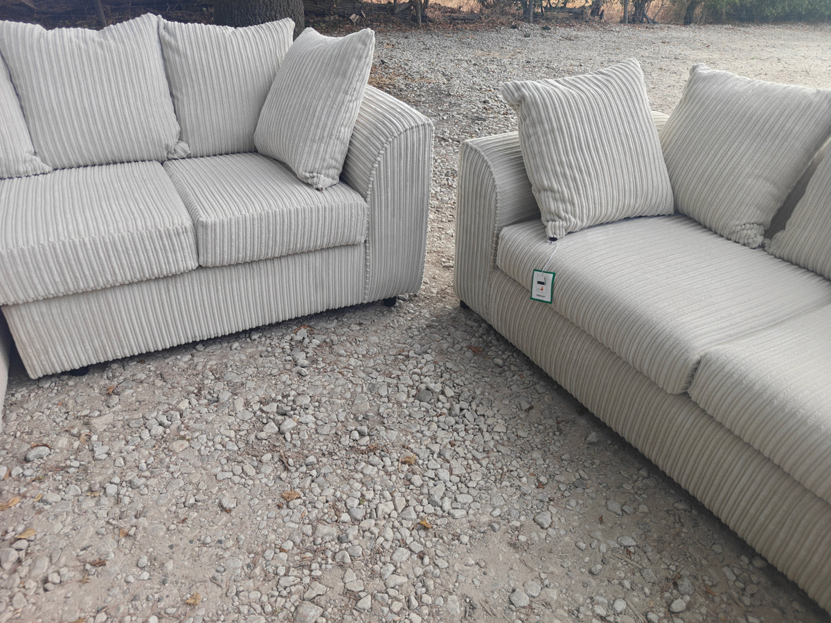 Cream Jumbo Cord Corner Sofa + 3 Seater