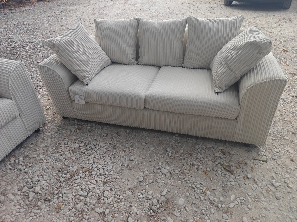 Cream Jumbo Cord Corner Sofa + 3 Seater