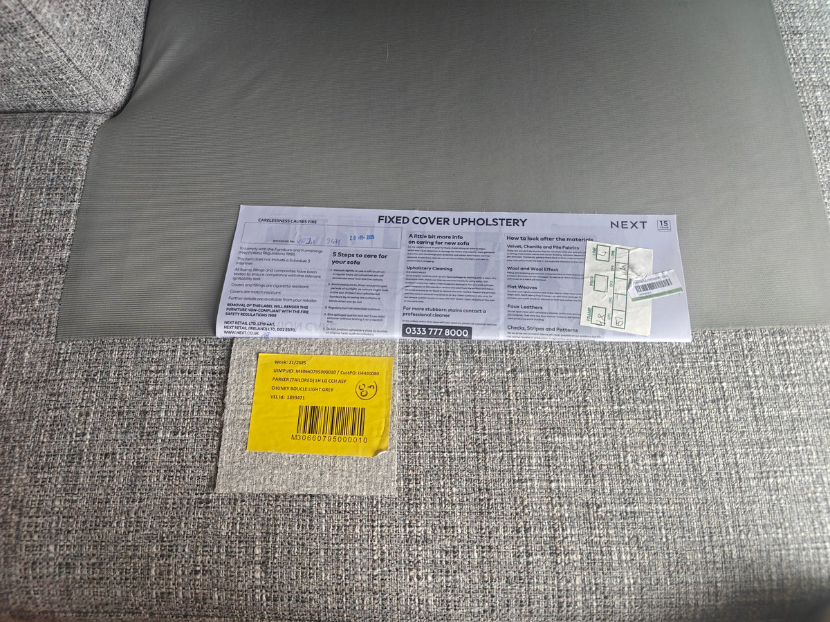 NEXT Parker Large Corner Sofa – Light Grey