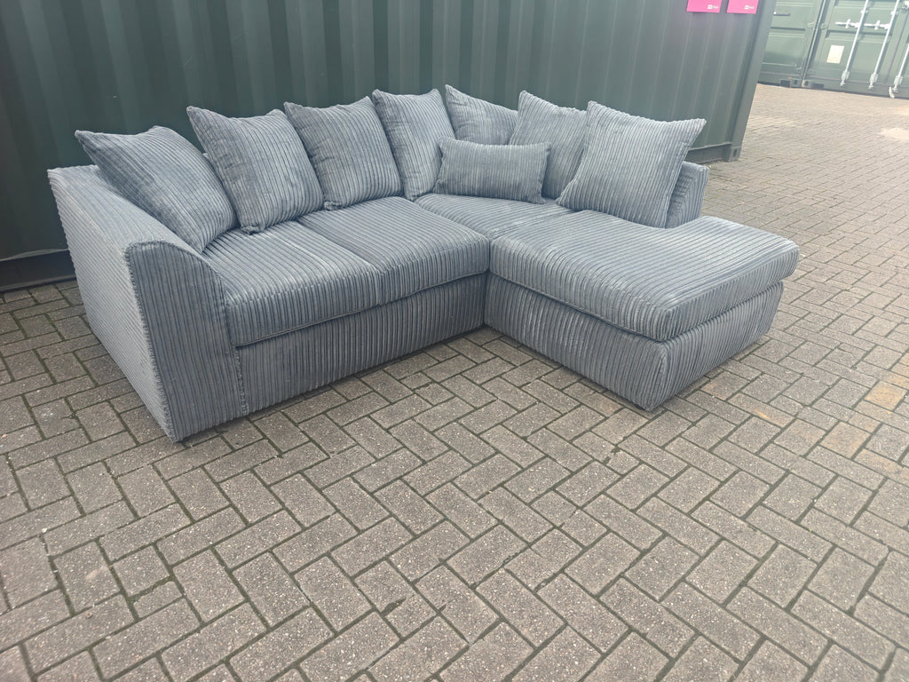 BRAND NEW Luxor Grey Jumbo Cord Corner Sofa