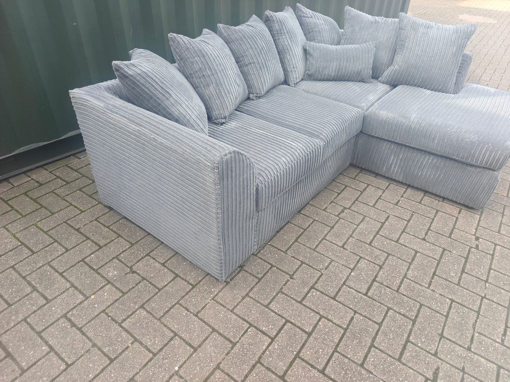 BRAND NEW Luxor Grey Jumbo Cord Corner Sofa
