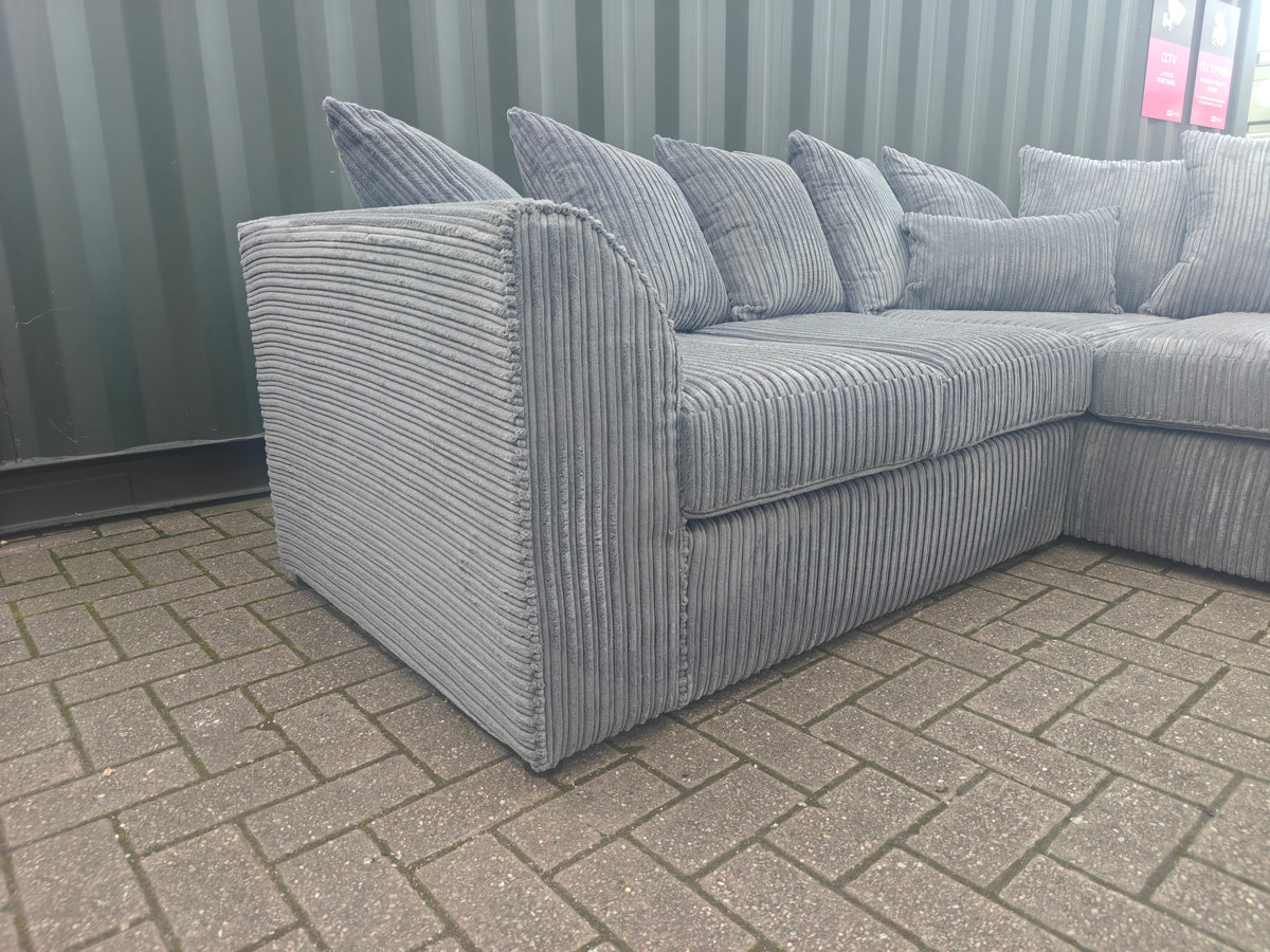 BRAND NEW Luxor Grey Jumbo Cord Corner Sofa