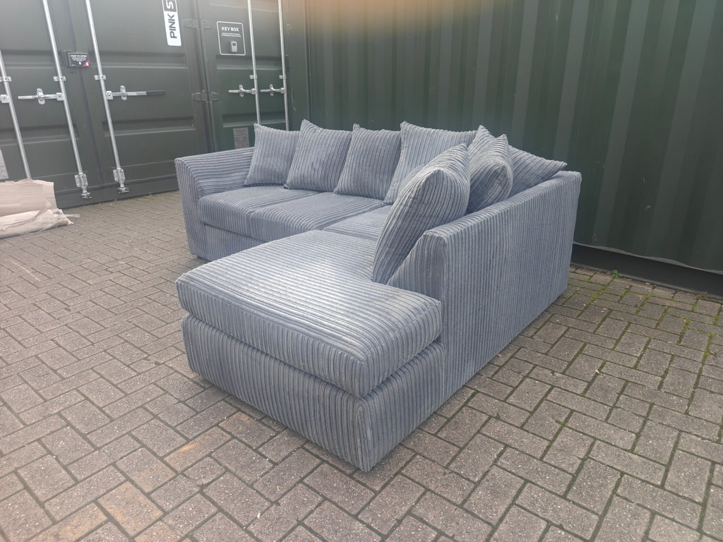 BRAND NEW Luxor Grey Jumbo Cord Corner Sofa