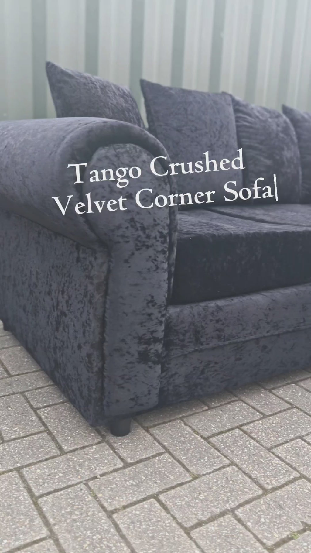 Black Crushed Velvet Corner Sofa