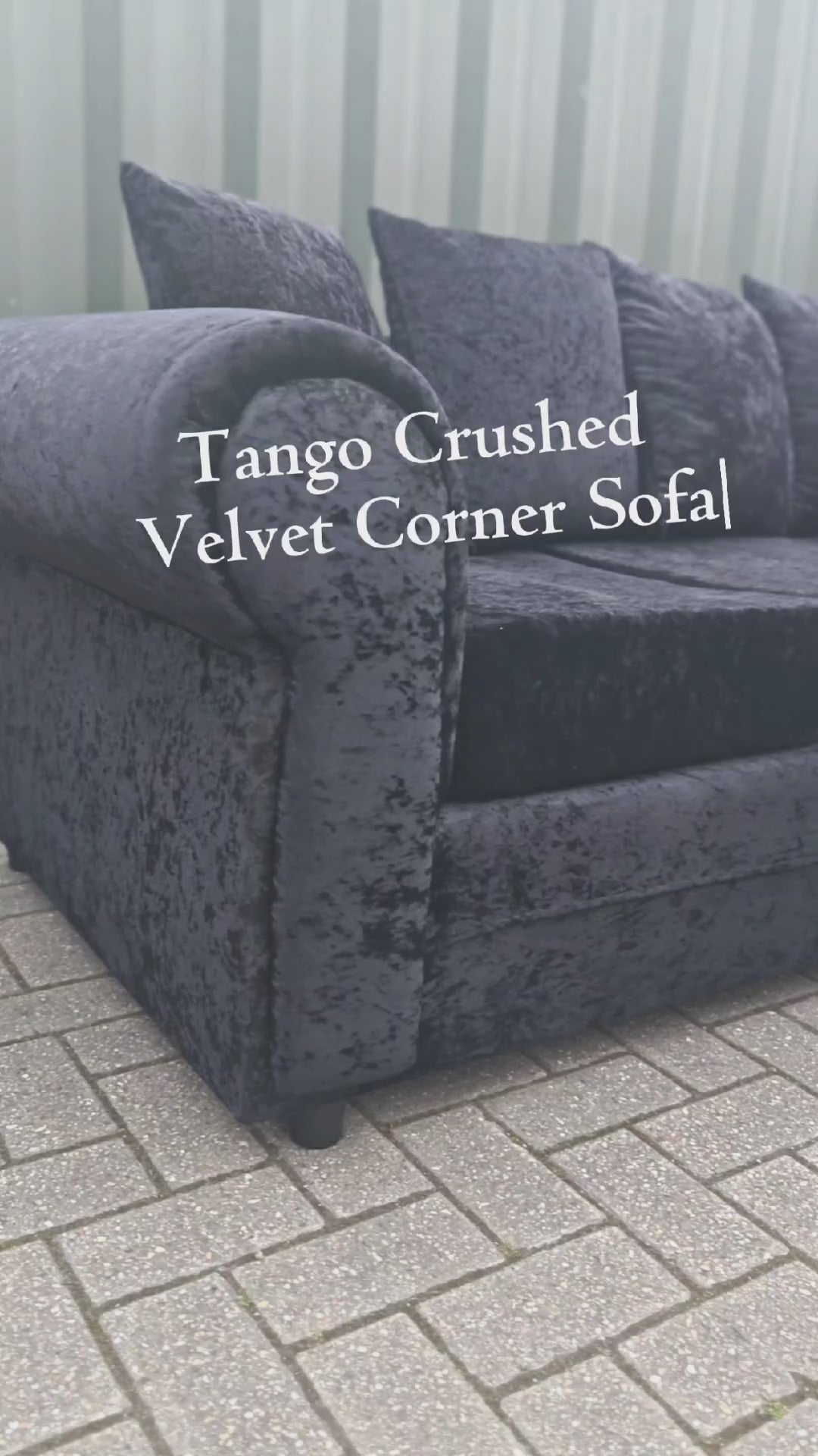 Black Crushed Velvet Corner Sofa