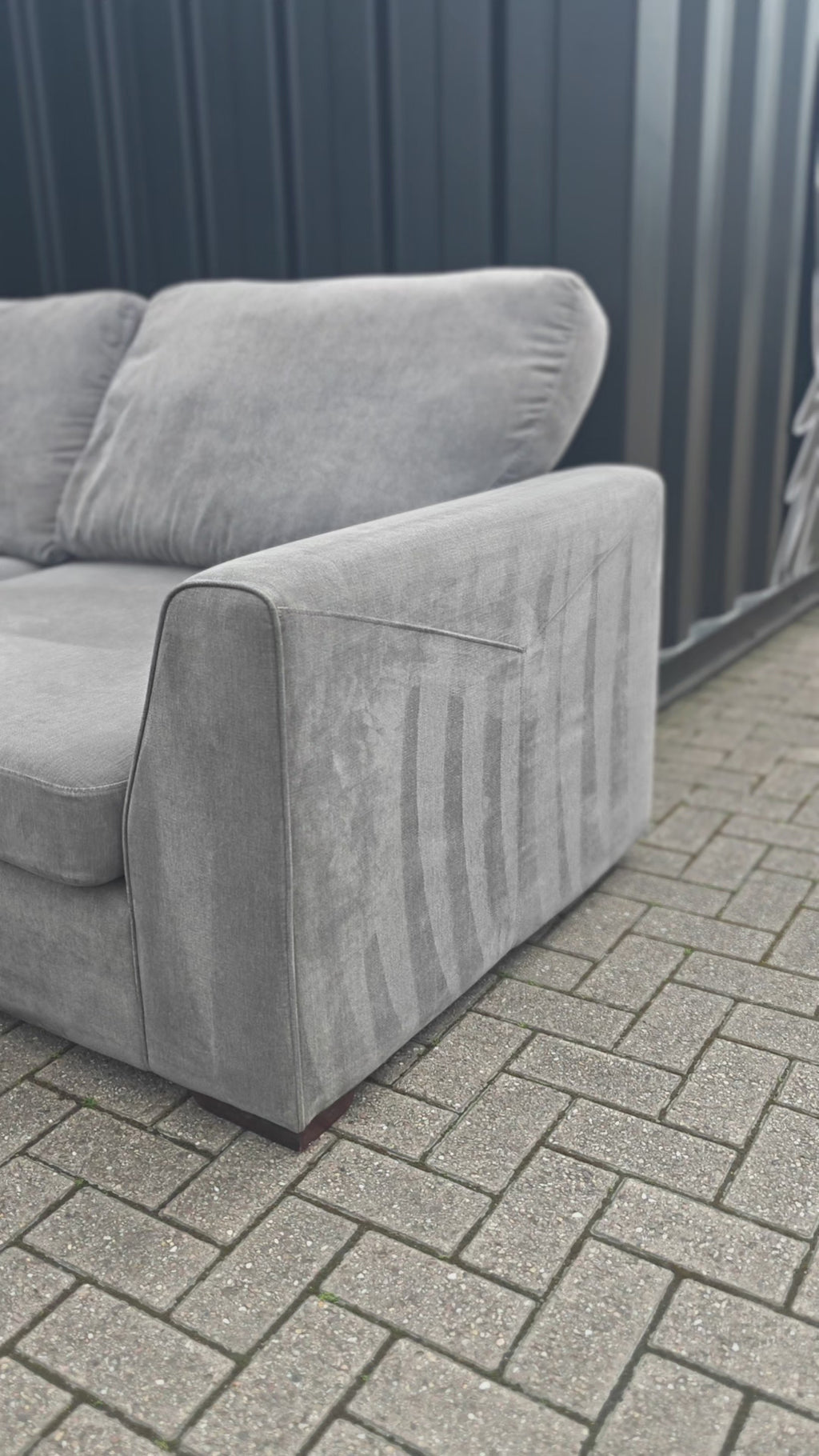 Grey DFS Orka Corner Sofa - With sun fade