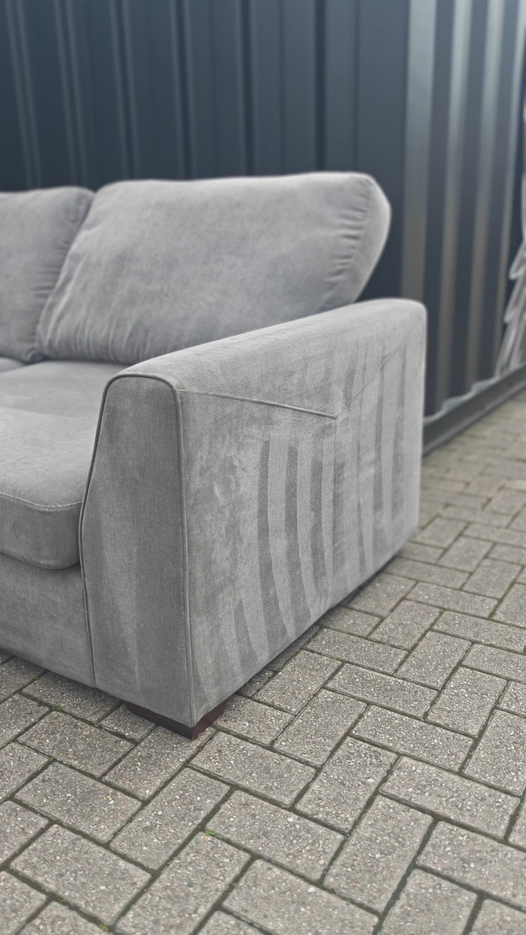 Grey DFS Orka Corner Sofa - With sun fade