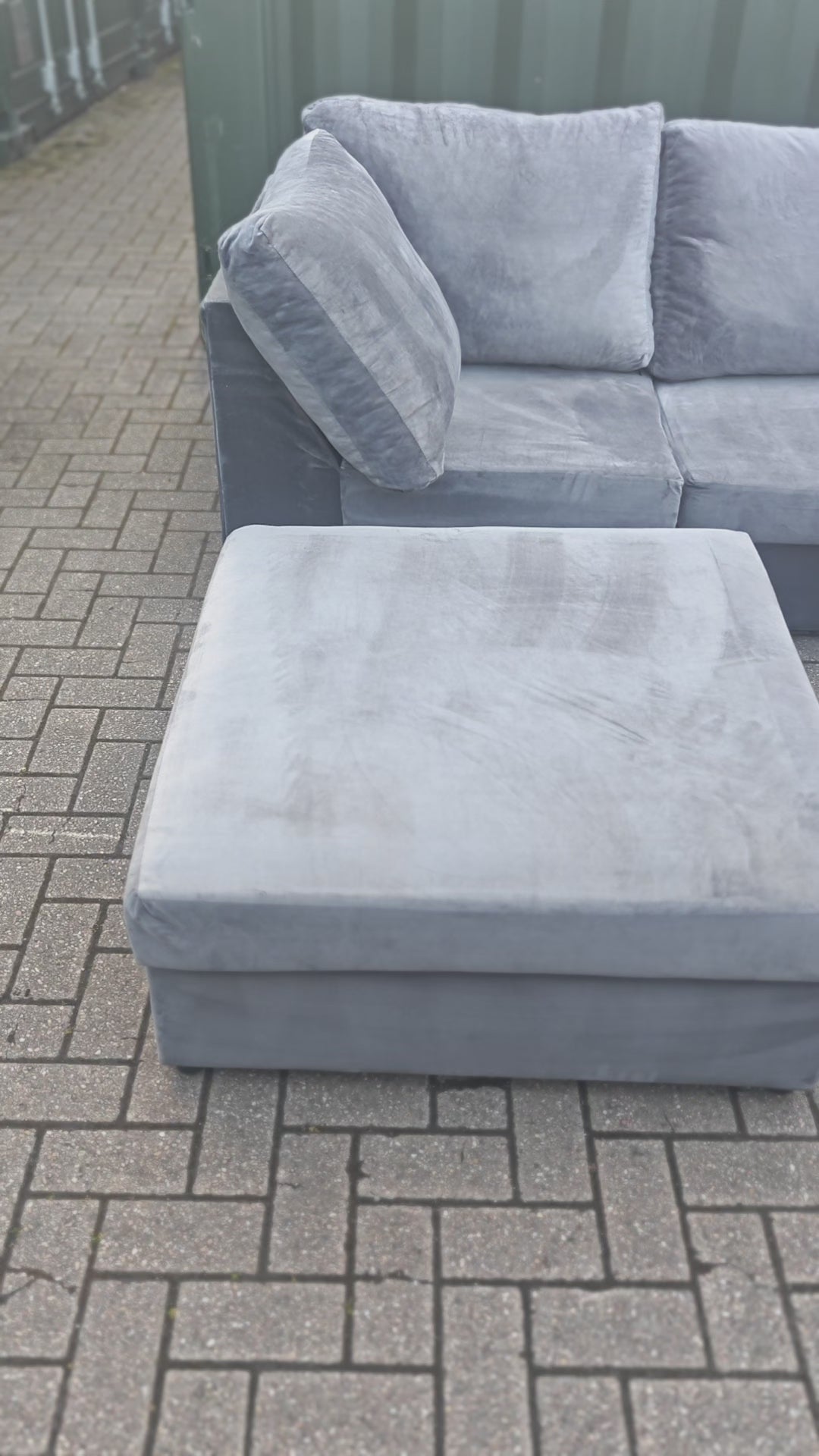 U Shape Grey Velvet Sofa