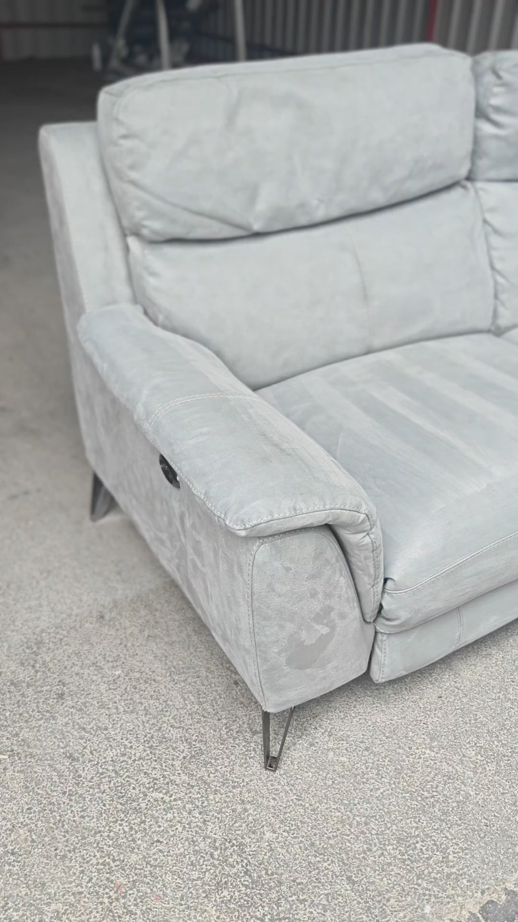 Stone Suede Furniture Village Contempo Electric Recliner 3 Seater Sofa