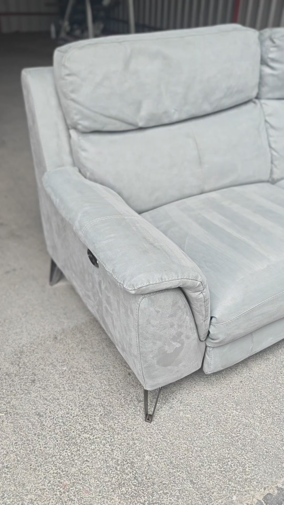 Stone Suede Furniture Village Contempo Electric Recliner 3 Seater Sofa