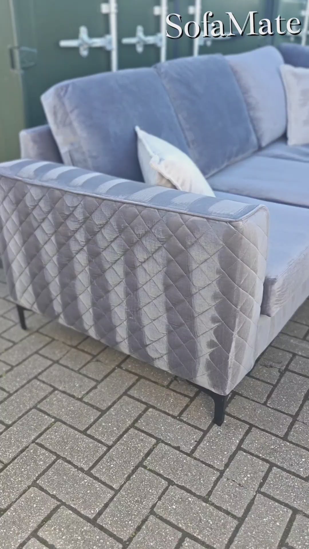Luxury Grey Velvet Corner Sofa – Like New (6 Months Old)