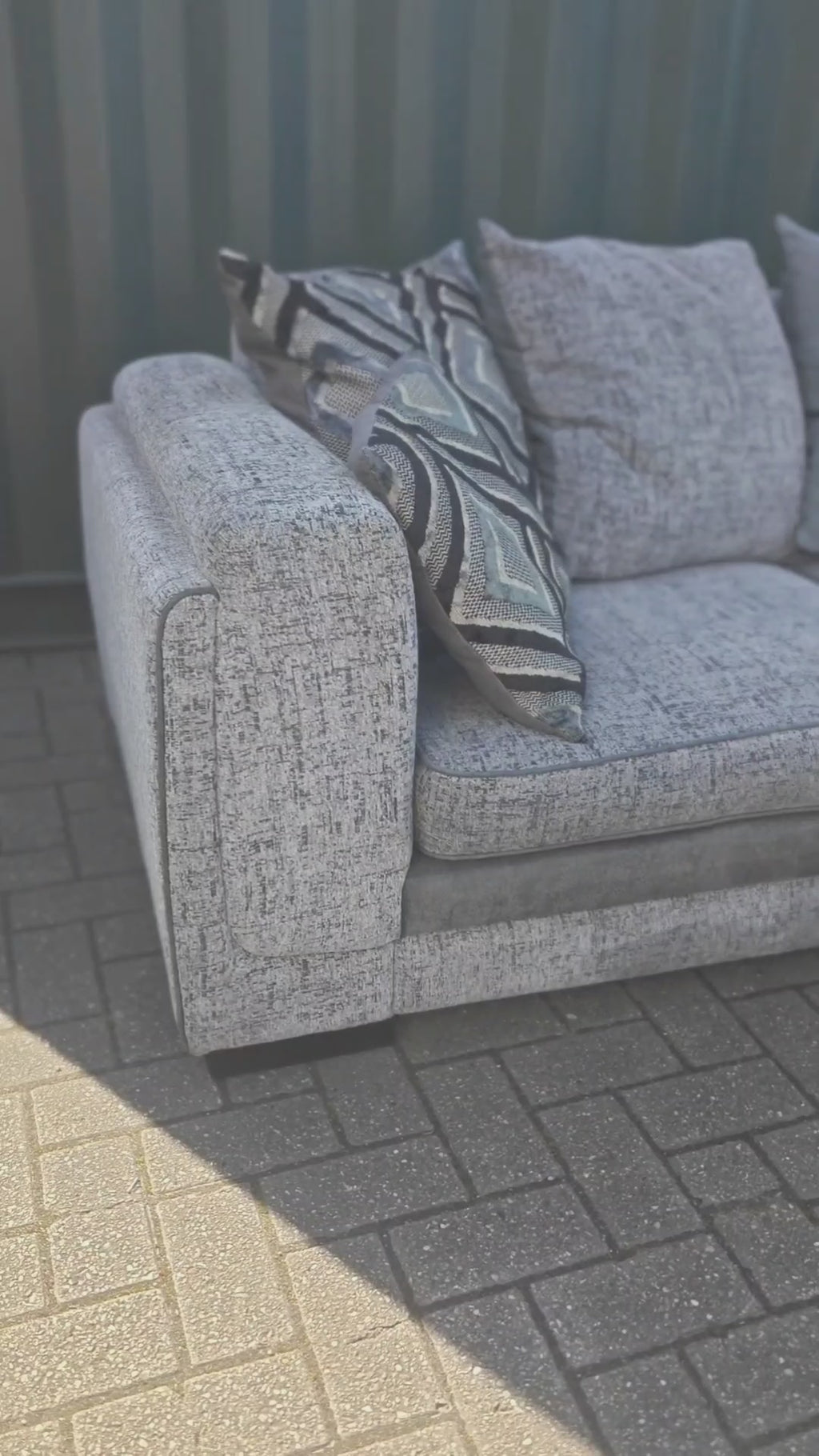 Large Grey Corner Sofa + Chaise, Swivel Chair & Footstool