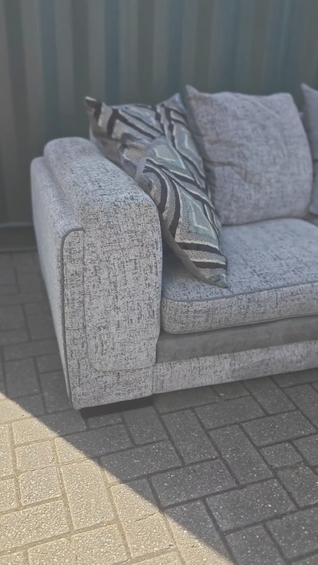 Large Grey Corner Sofa + Chaise, Swivel Chair & Footstool